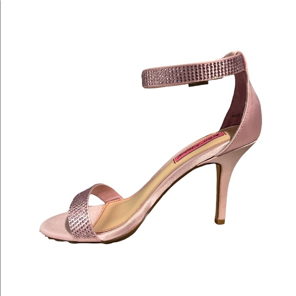 Betsey Johnson Broadway Pink Rhinestone Sandal Heels - Picture 6 of 14